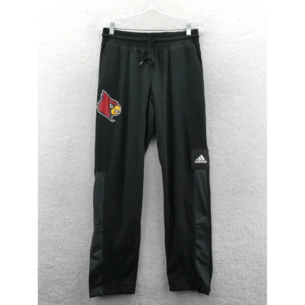 Louisville Cardinals Joggers Mens Medium Black Track Pants Adidas Ankle Snap New